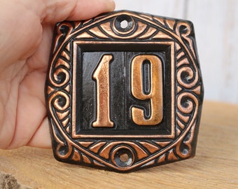 Vintage Metal Sign House Numbers 19, 91,16,61,11Apartment Address Brown Sign Exterior House Sign Folding Sign Room Number Door Sign