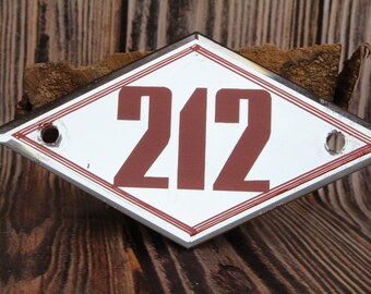 Vintage soviet glass sign 212 License plate Drawing on glass Hotel House Room number 212 Address Number Metal fastening Vintage Door decor