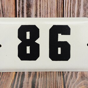 Vintage House Number Sign 86 Room number Enamel Metal Plate Apartment address Address Flat Room Hotel room Enamel sign Adress sign