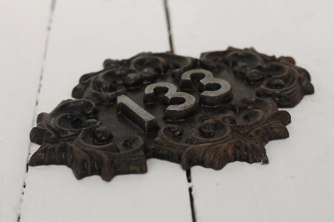 Vintage Metal door number sign 133 Antique sign Bronze door Etsy