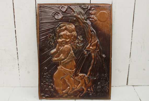 Vintage Soviet copper picture Russian Chasing Metal chased Painting Copper Wall decor Сhased wall plaque Metal embossing Stamping picture