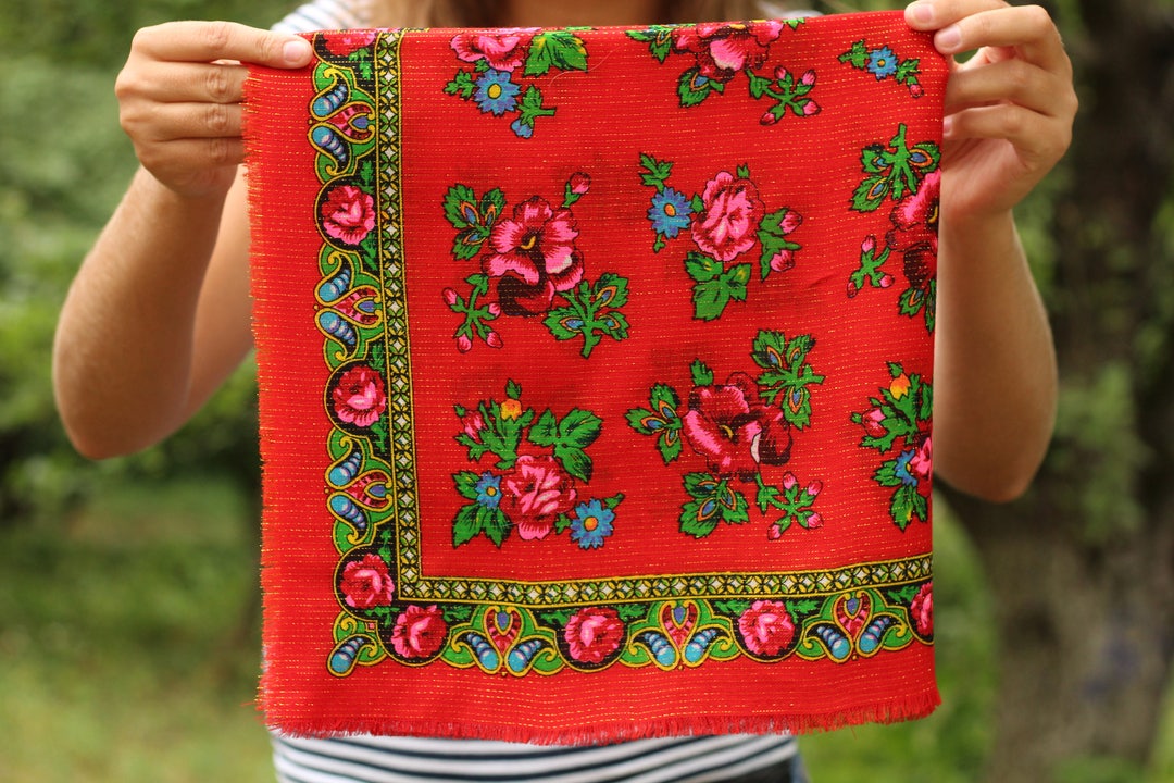 Soviet Lurex Wool Scarf Russian Shawl Russian Scarf Vintage Folk Scarf