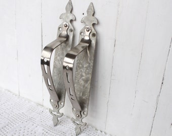 Set of 2 Vintage Metal Door Handle Door Hardware Silver painted door handle Embossed Door Handle Rustic Door Handles Steel handles