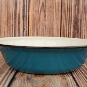 Vintage Blue Enamel Bowl Camping Bowl Rustic Tableware Rustic Decor Retro Floral Bowl Blue eamel bowl Retro enrmel bowl Metal enamel bowl image 2