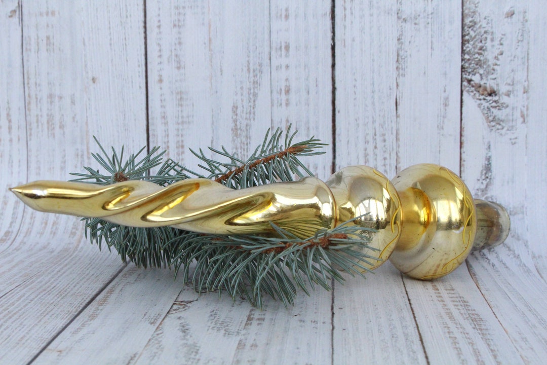 Vintage Christmas Topper Gold Christmas Tree Ornament Tree Etsy
