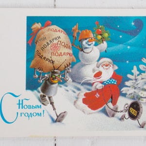 Postales de Navidad Feliz tarjeta de año nuevo Año Nuevo soviet Rusa Navidad postal coleccionable Ilustración soviética Postales vintage