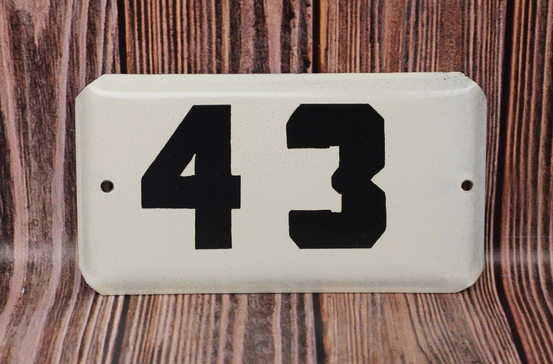 Vintage Door Number Enamel Sign 43 Address Signs Home Antique Room ...