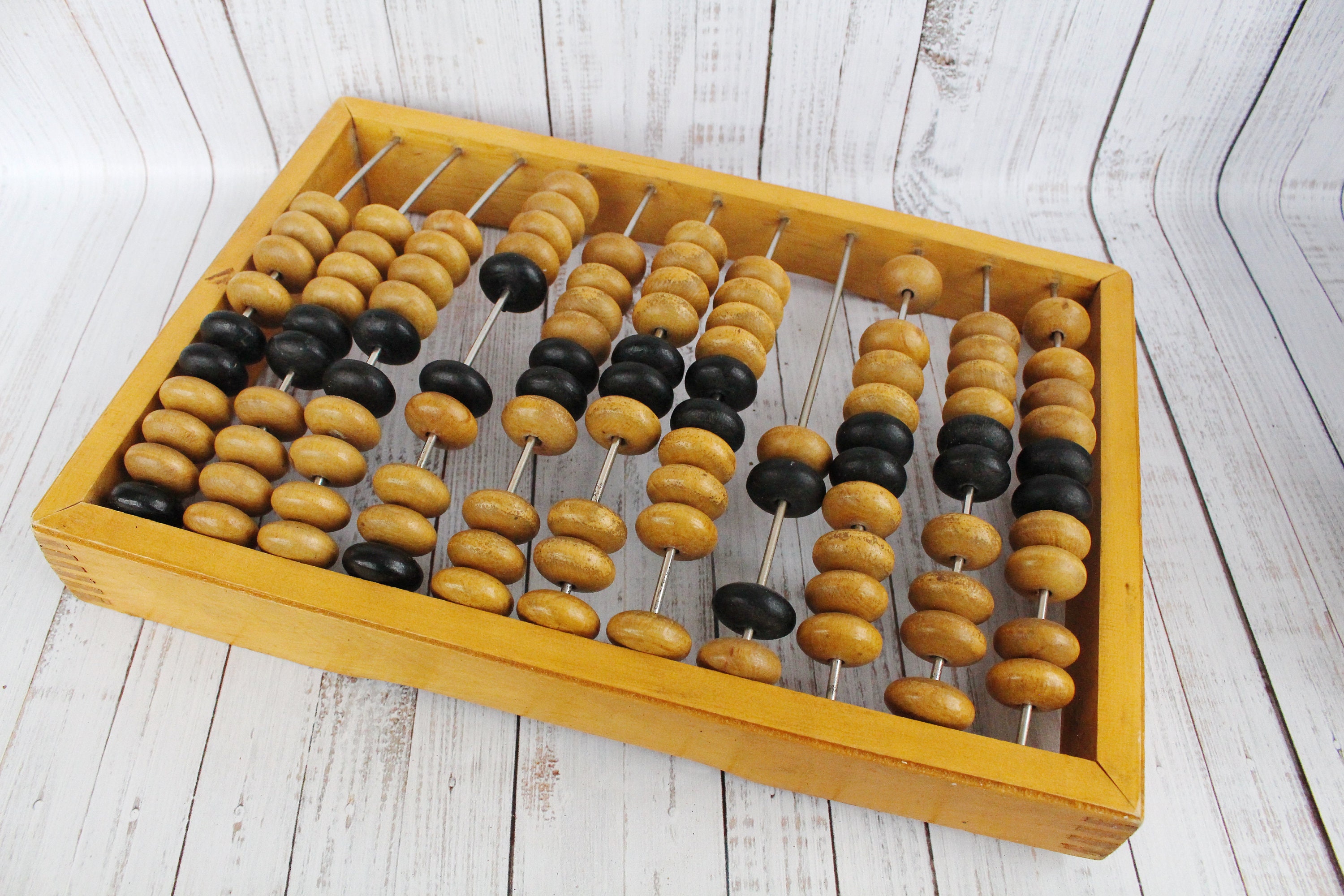 Vintage Chinesischer Abakus - 11 Spalten Holz Rechenhilfe Mit Box