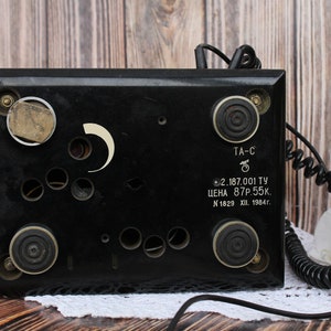 Vintage Soviet telephone Retro Rotary Antique phone Black retro phone Christmas gift Classic home decor Antique Telephone Retro Desk Phone image 5