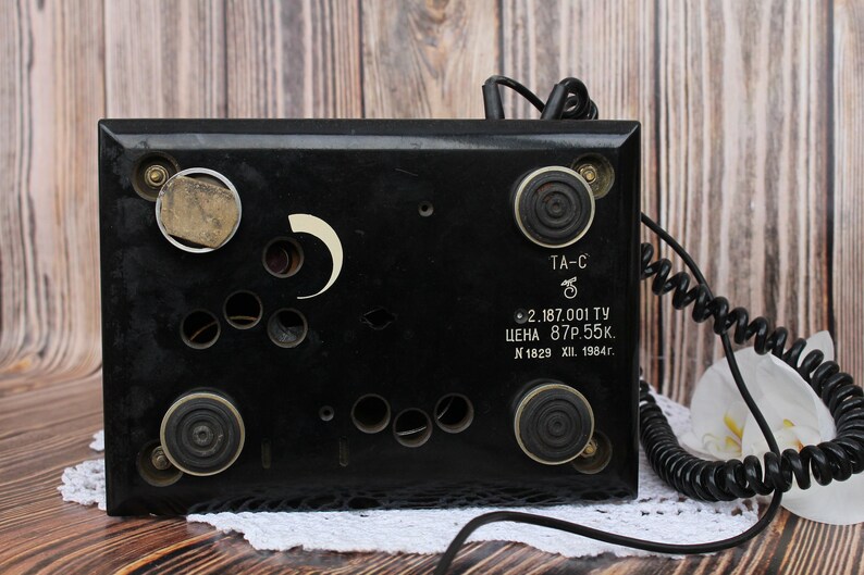 Vintage Soviet telephone Retro Rotary Antique phone Black retro phone Christmas gift Classic home decor Antique Telephone Retro Desk Phone image 5