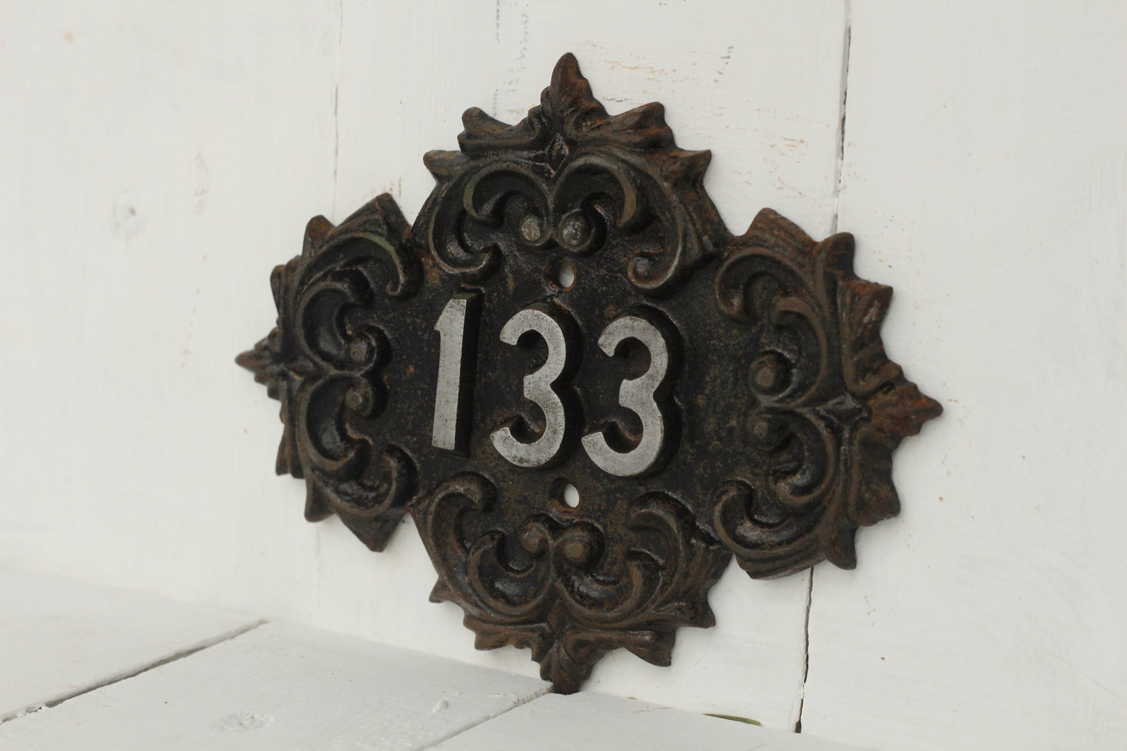 Vintage Metal door number sign 133 Antique sign Bronze door Etsy