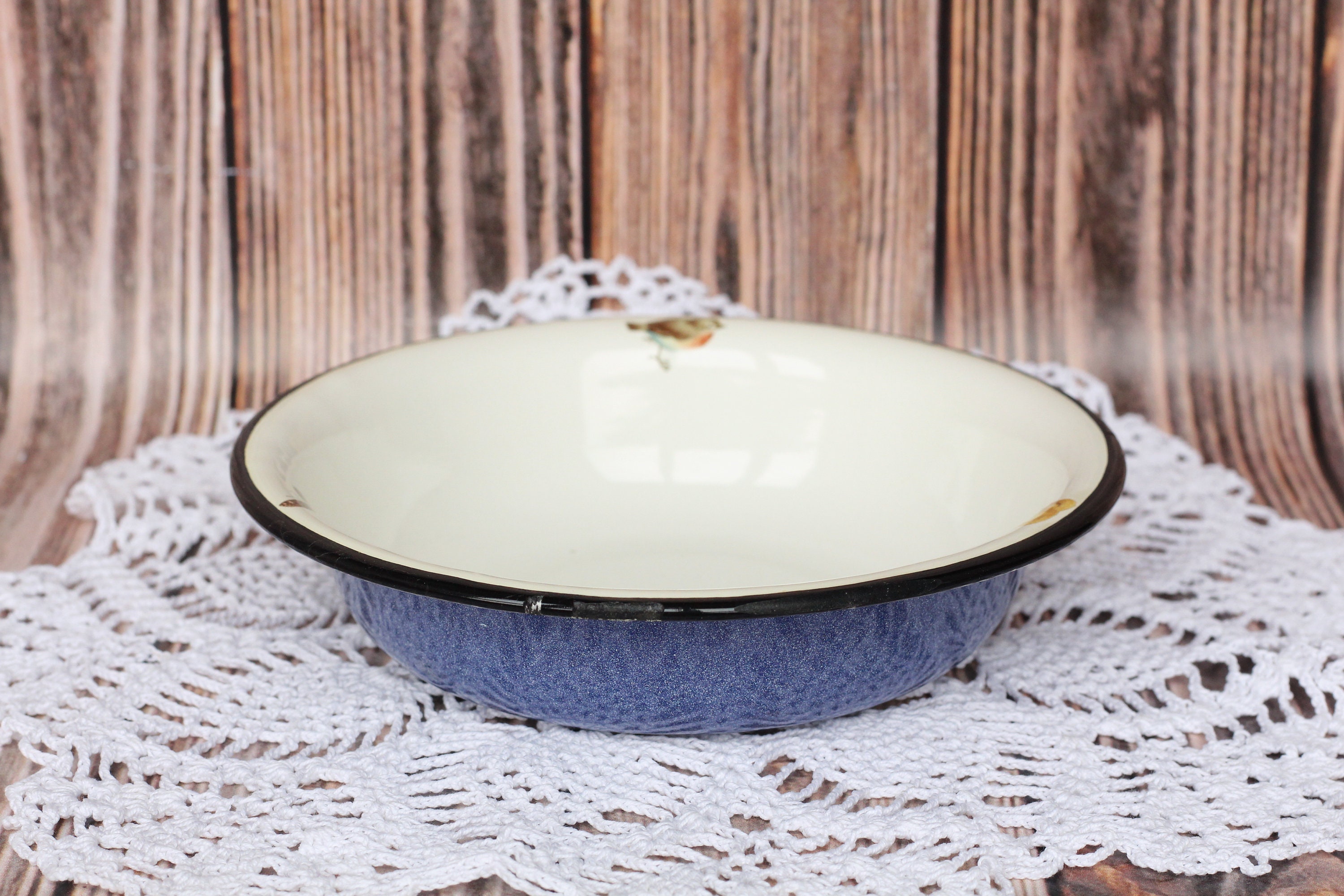 Vintage Blue Enamel Bowl Rustic Bowl Russian Plate Enamel Etsy