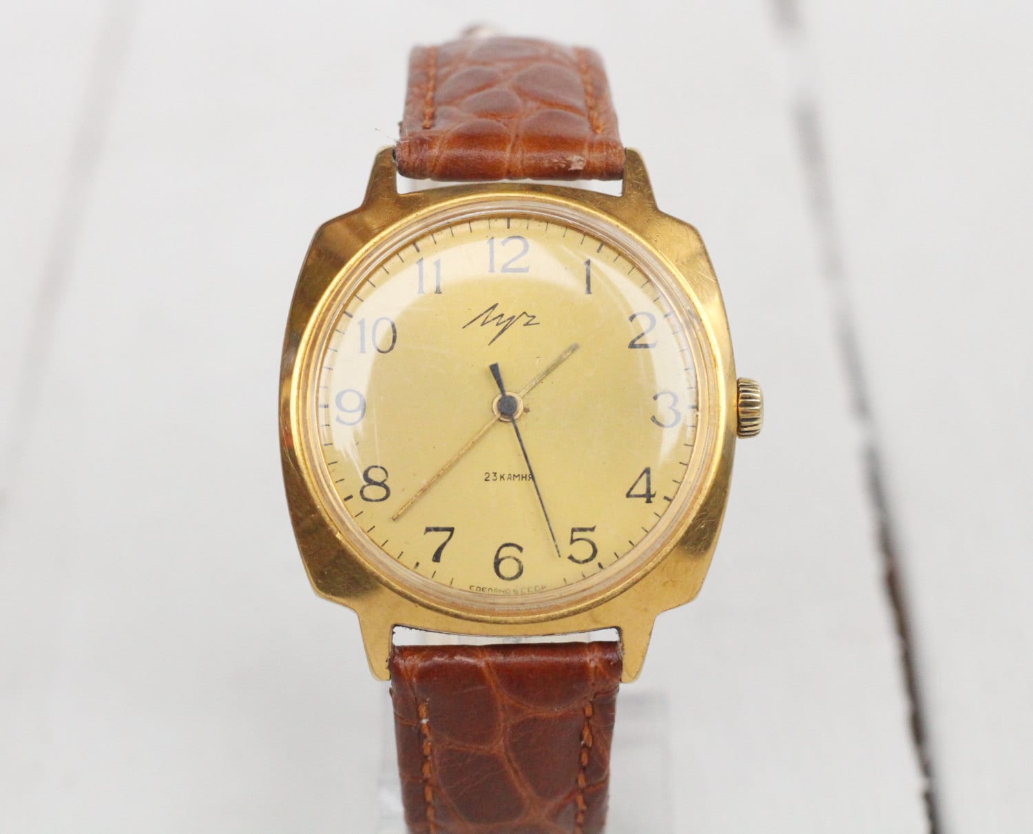 Gold Plated Vintage Mens Watch Russian watches retro Luch Etsy