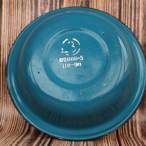 Vintage Blue Enamel Bowl Camping Bowl Rustic Tableware Rustic Decor Retro Floral Bowl Blue eamel bowl Retro enrmel bowl Metal enamel bowl image 1