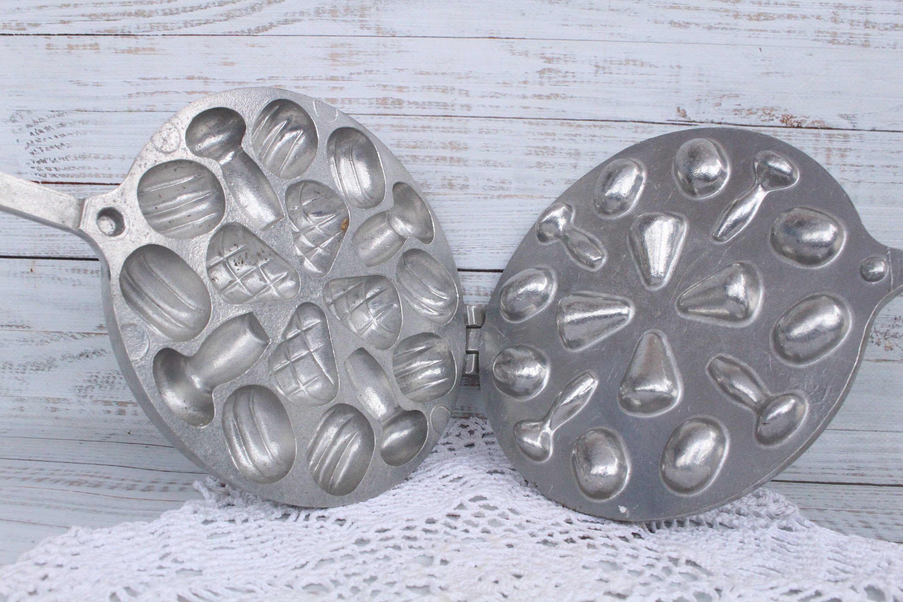 Soviet donuts mold, vintage form for buns, soviet metal cookie press