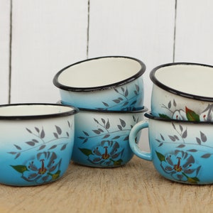 Vintage Enamel Mug Drinkware Enamel Camping Mugs Farmhouse Decor Rustic Cup Kids Enamel Mug Floral Metal Cup Enamel Coffee Cup