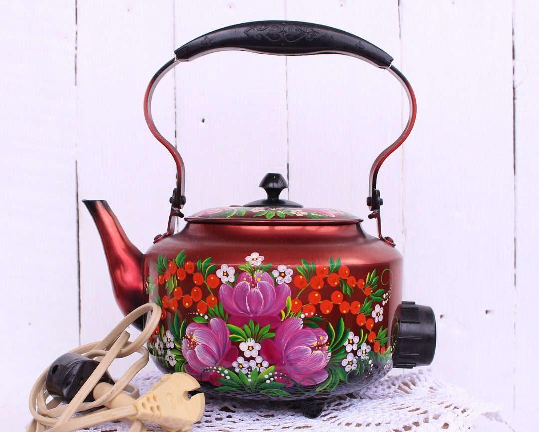 Handpainted Vintage Electric Teapot Rare Teapot Petrikov Etsy