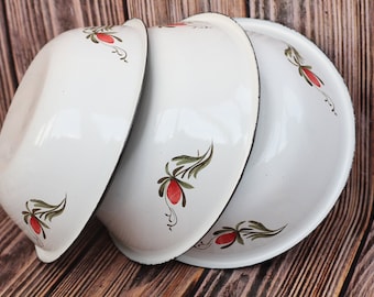 Cuenco esmaltado vintage Ensaladera de metal Tazón para mezclar Frutero Regalo para turista Cuenco de esmalte blanco Plato de esmalte antiguo Cuenco rústico de esmalte