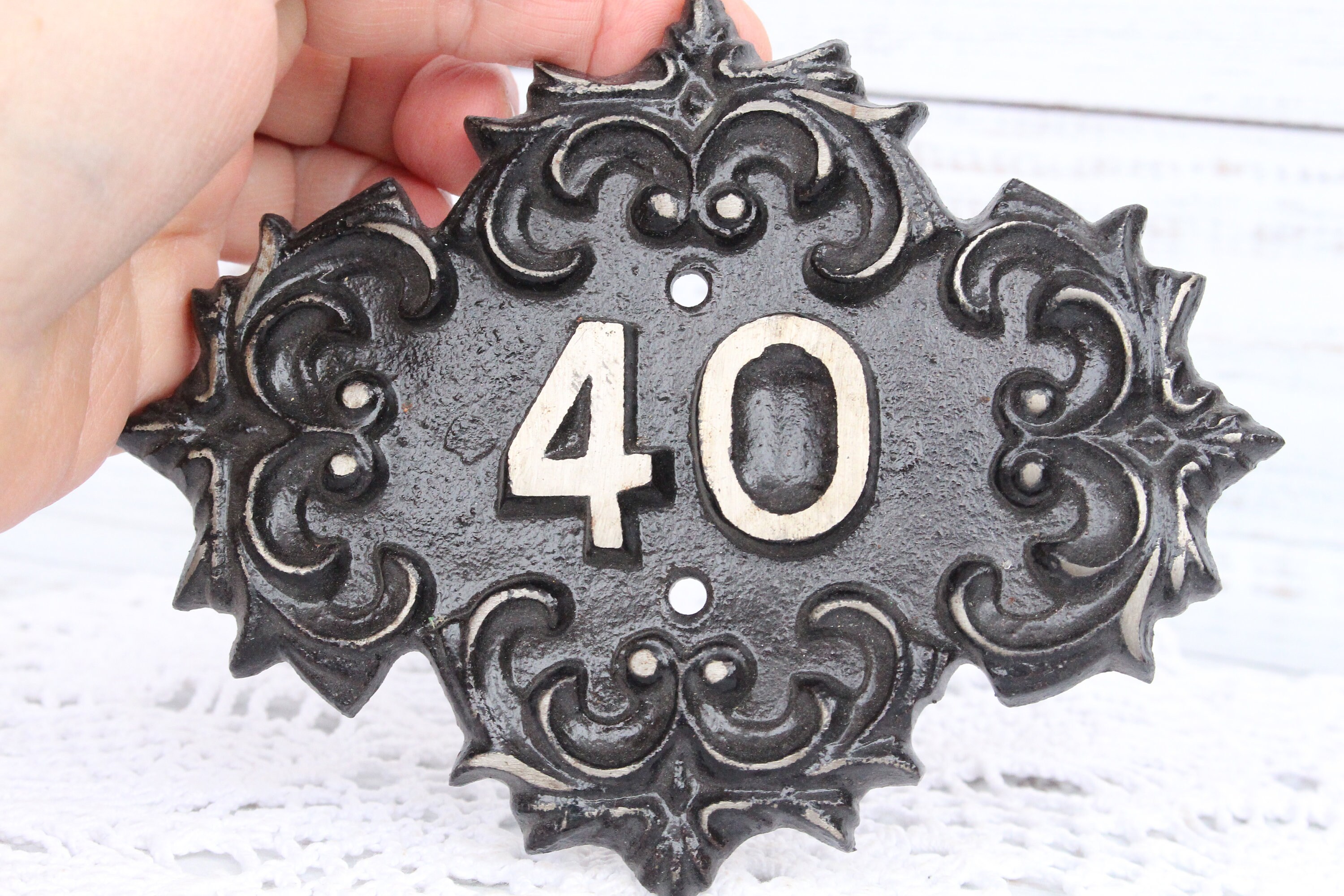 Vintage Metal Door Plaque With Number 40 Vintage Plaque Bronze Etsy