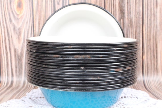 Vintage Blue Enamel Bowl Enamel Tableware Camping Bowl Rustic Primitive Tableware Enamel Plate Rustic Decor Retro Colored Enamel Bowl Etsy UK