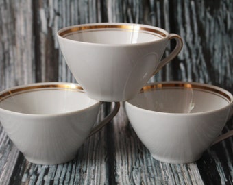 Vintage Kahla coffee/tea cups White tea cup German porcelain Gold rim cup Porcelain mug Kahla vintage GDR cup set Chebbi chic decorMade GDR