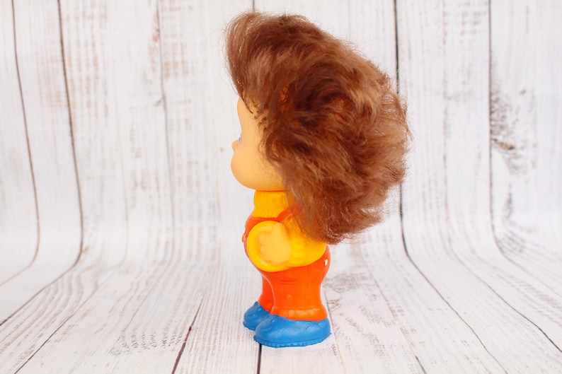 Toy USSR Rubber toy boy Soviet toy VintageToy with hair Soviet rubber Author's toy Collectible toy Children's gift Toy of the 70s Fairy tale image 2