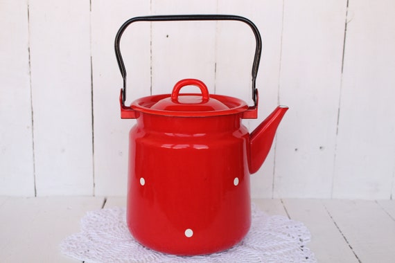 Vintage Red Enamel Kettle Retro Metal Red Retro Kettle for sale | eBay