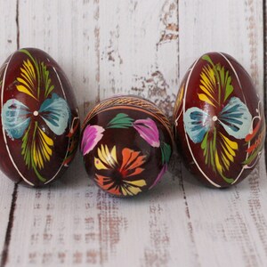 Vintage Easter eggs Ukrainian wood egg Ukrainian folk art Spring decor Easter egg ukraine Wood burning egg Easter table decor Hand painted16 image 2