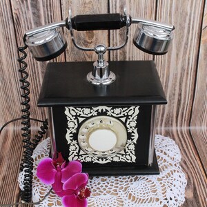 Vintage Soviet telephone Retro Rotary Antique phone Black retro phone Christmas gift Classic home decor Antique Telephone Retro Desk Phone image 3