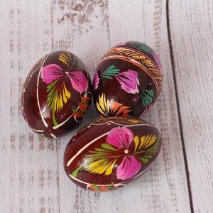 Vintage Easter eggs Ukrainian wood egg Ukrainian folk art Spring decor Easter egg ukraine Wood burning egg Easter table decor Hand painted16 image 3