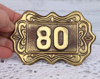 Door plaque Apartment number 80 Plaque with brass Vintage style Antique hotel door Address plaque Room number Soviet number on the door