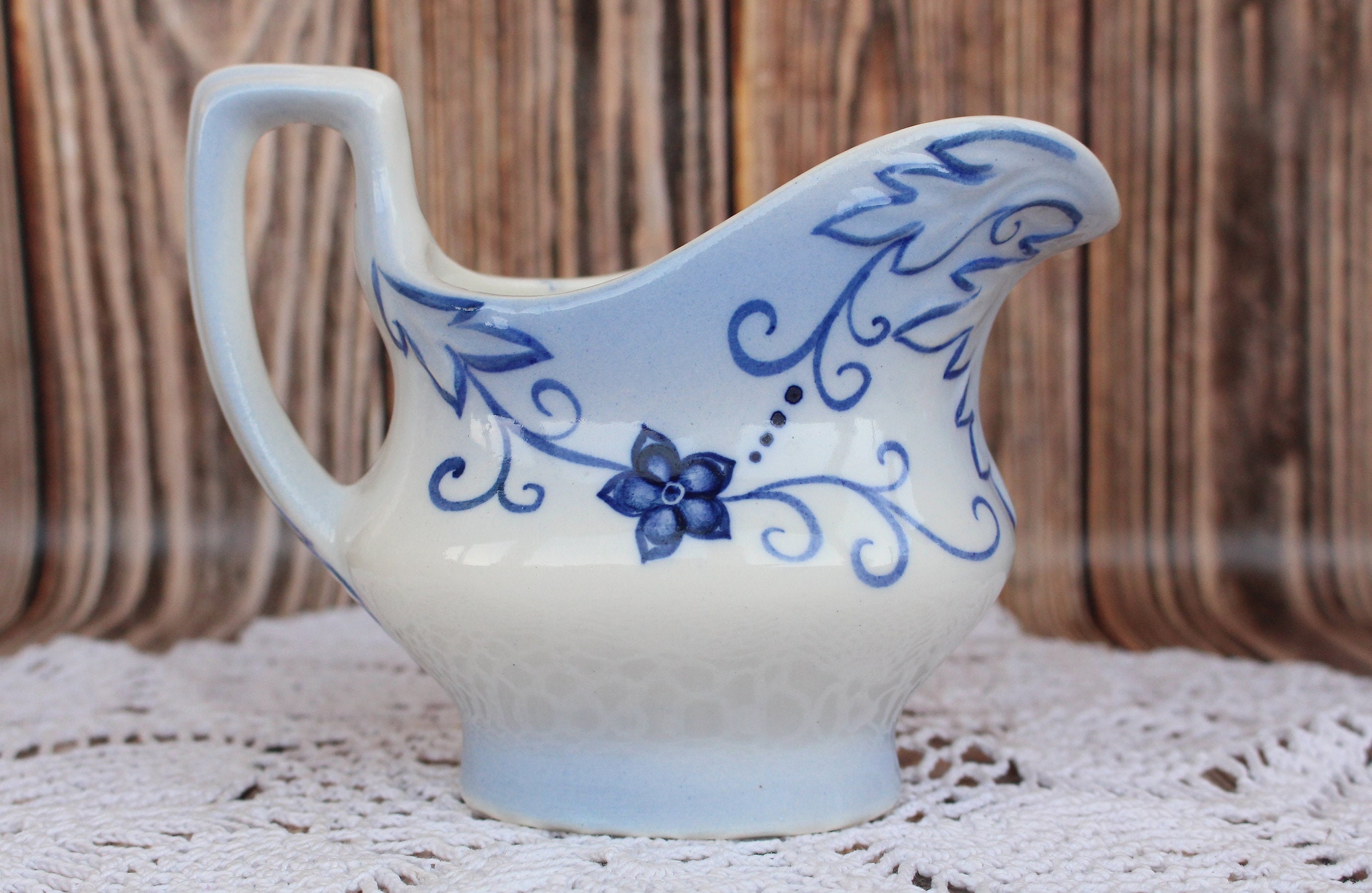 Vintage White Milk Jug Ceramic Milk Creamer Antique Milk Pourer