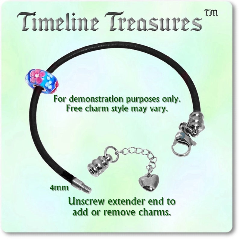 Steel Lobster Claw Clasp Black Leather Charm Bracelet For Women Fits European Style Charms