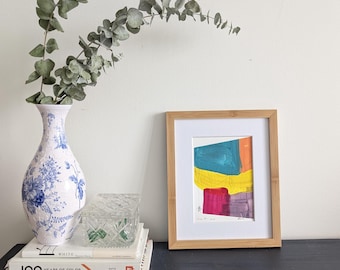 Original Abstract Painting on Paper | Forms No. 1 | 5x7 Gouache and Ink Study