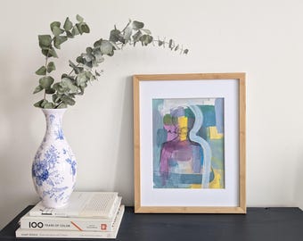Original Figurative Painting on Paper | In the Middle of Leaving | 9x12 Acrylic Abstract Figure