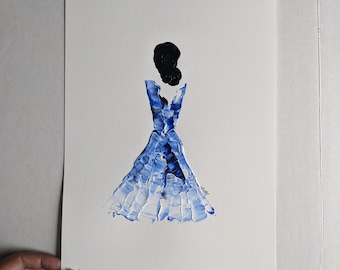 Woman in Blue No. 4 Women of Strength series - on paper