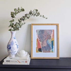 Pintura figurativa original sobre papel | Memórias em camadas | 9x12 Acrílico Técnica mista Figura