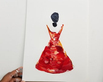 Woman in Red No. 2 Women of Strength series - on paper