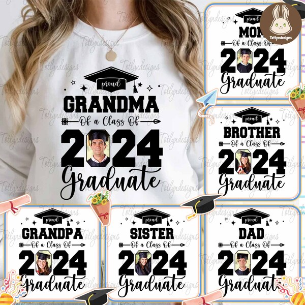 Custom Proud Graduate Family 2024 Png Bundle, Senior Family Png, Graduation Png Bundle, Proud Senior Png, Canva Edit, Class of 2024 Png