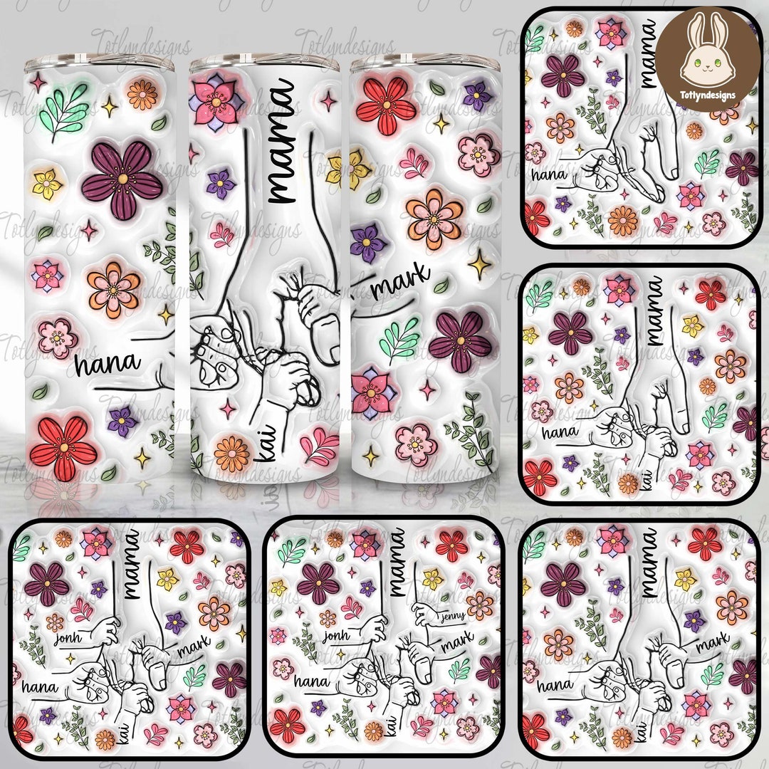 Diseño de vaso con efecto inflado 3D de la mano de mamá personalizado ...