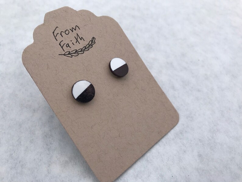 Black and White Geometric Stud Earrings