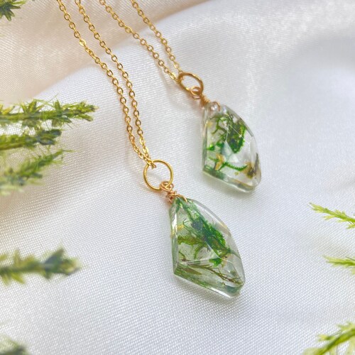 Forest Necklace Moss Terrarium Resin Necklace Nature Etsy
