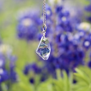 Bluebonnet Necklace with Real Texas Flowers