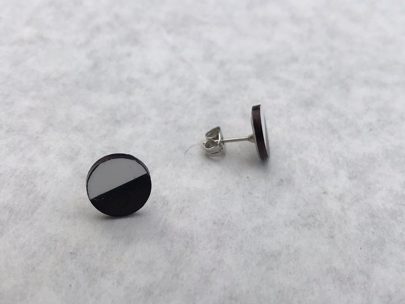 Black and White Geometric Stud Earrings