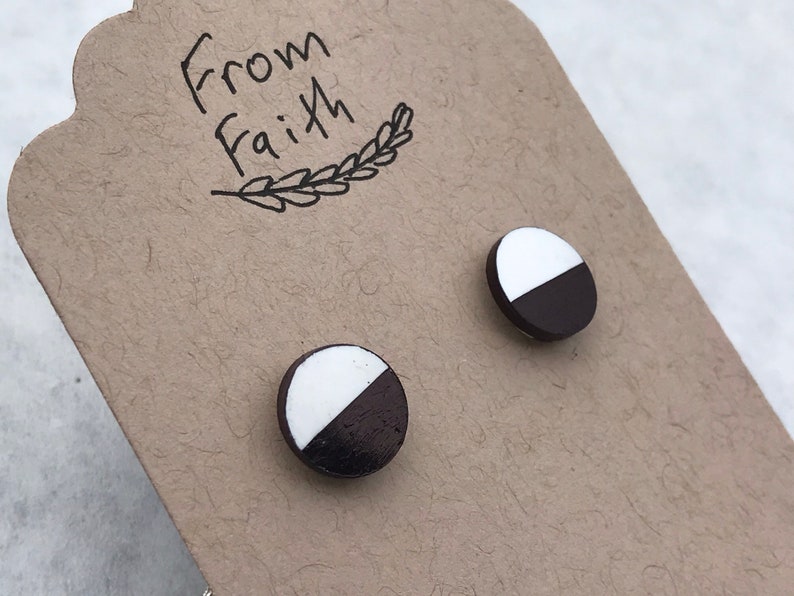 Black and White Geometric Stud Earrings