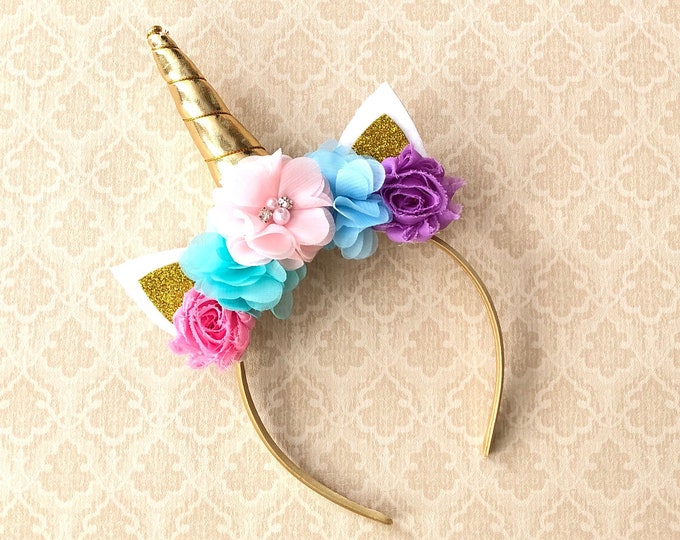 Unicorn Headband- Unicorn Gold Headband- Unicorn Pink Headband- Unicorn Girls- Unicorn Party- Unicorn Horn- Birthday Unicorn Headband