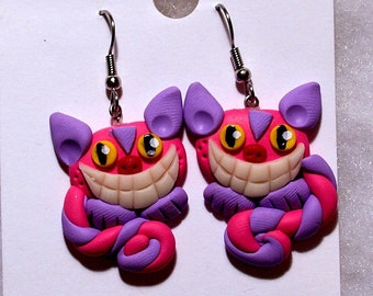 Cheshire Cat Earrings with Glow in the Dark Smile