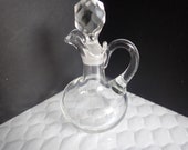 Clear Crystal Glass 5 3 4 quot Cruet Oil Vinegar Pitcher Crystal Stopper