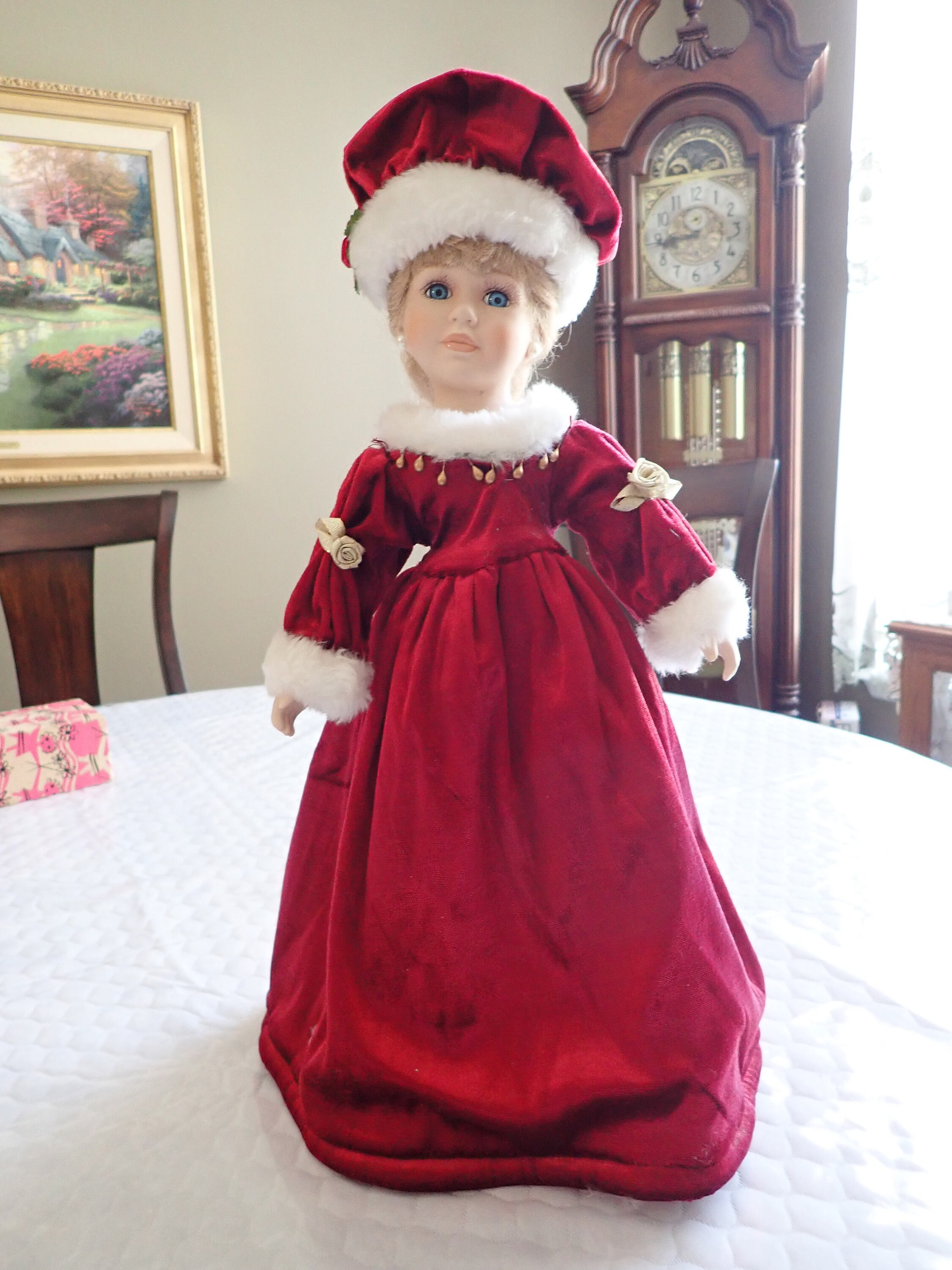 red velvet dress with white fur trim