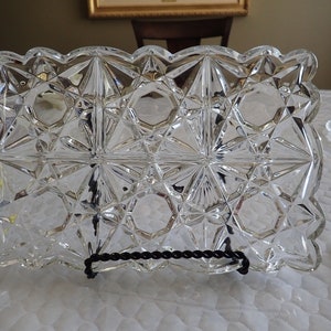 Tiffin-Franciscan Williamsburg Pressed 12" x 8" Heavy Glass 4-Part Rectangular Glass Relish Server Pattern Rippled Edge